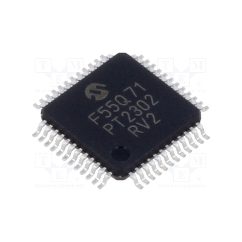 10 pcs : PIC18F55Q71-I/PT - IC: PIC microcontroller, 32kB, 64MHz, 1.8÷5.5VDC, SMD, TQFP48