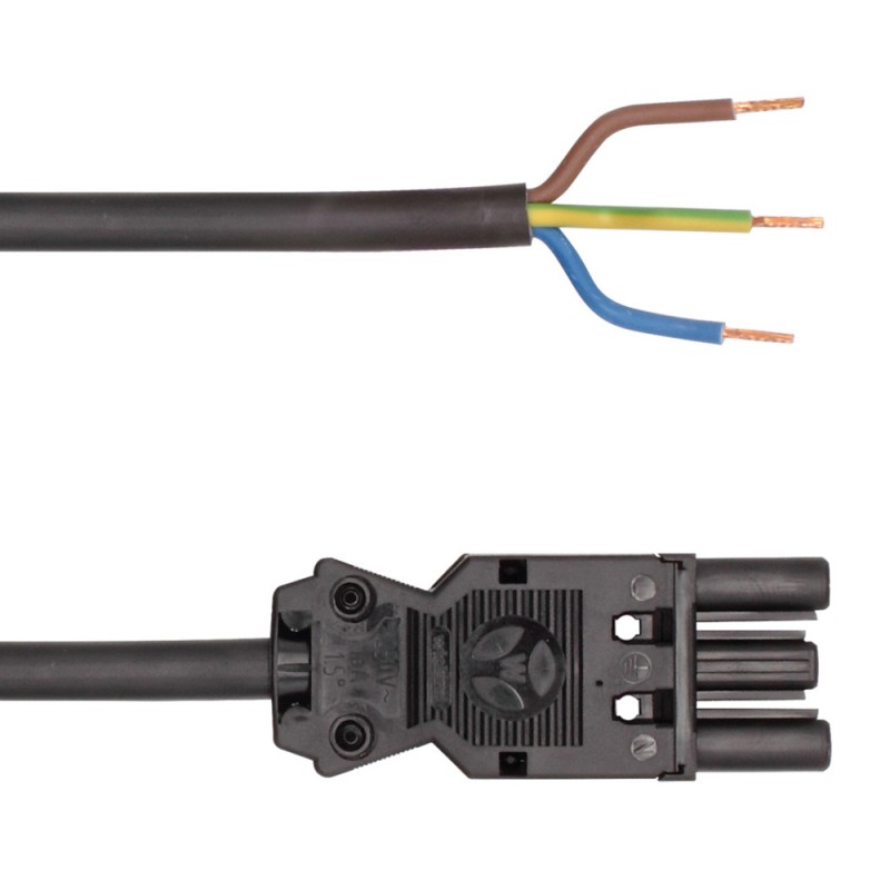 1 pcs - LED2WORK 240100 Series Connection Line With GST18i3 Socket, L, N, PE-Pole, Female, Cable Mount, 16A