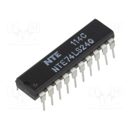 10 pcs : NTE74LS240 - IC: digital, buffer,inverting,line driver, Ch: 8, TTL, THT, DIP20