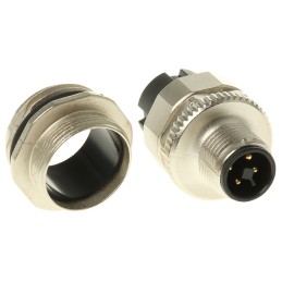 1 pcs - binder Circular Connector, 4 Contacts, Panel Mount, M12 Connector, Plug, Male, IP67, 813 Series