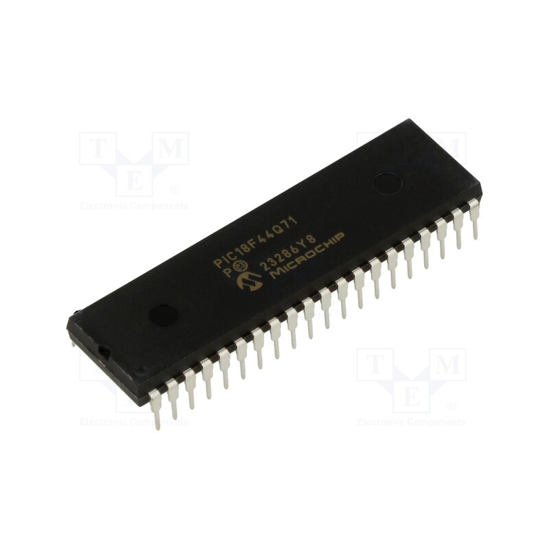 10 pcs : PIC18F44Q71-I/P - IC: PIC microcontroller, 16kB, 64MHz, 1.8÷5.5VDC, THT, PDIP40,