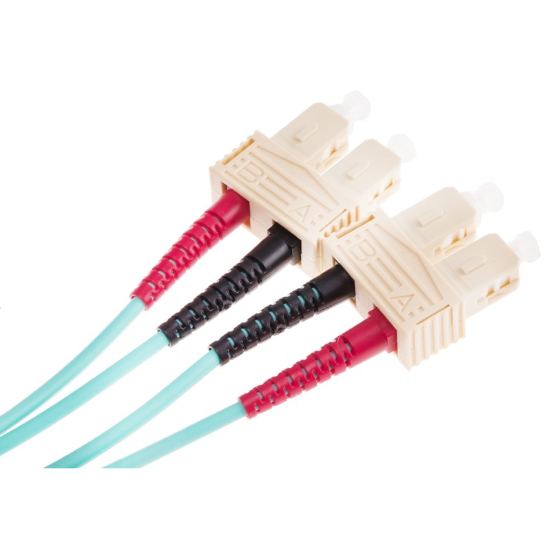 1 pcs - RS PRO SC to SC Duplex Multi Mode OM4 Fibre Optic Cable, 900μm, Blue, 1m