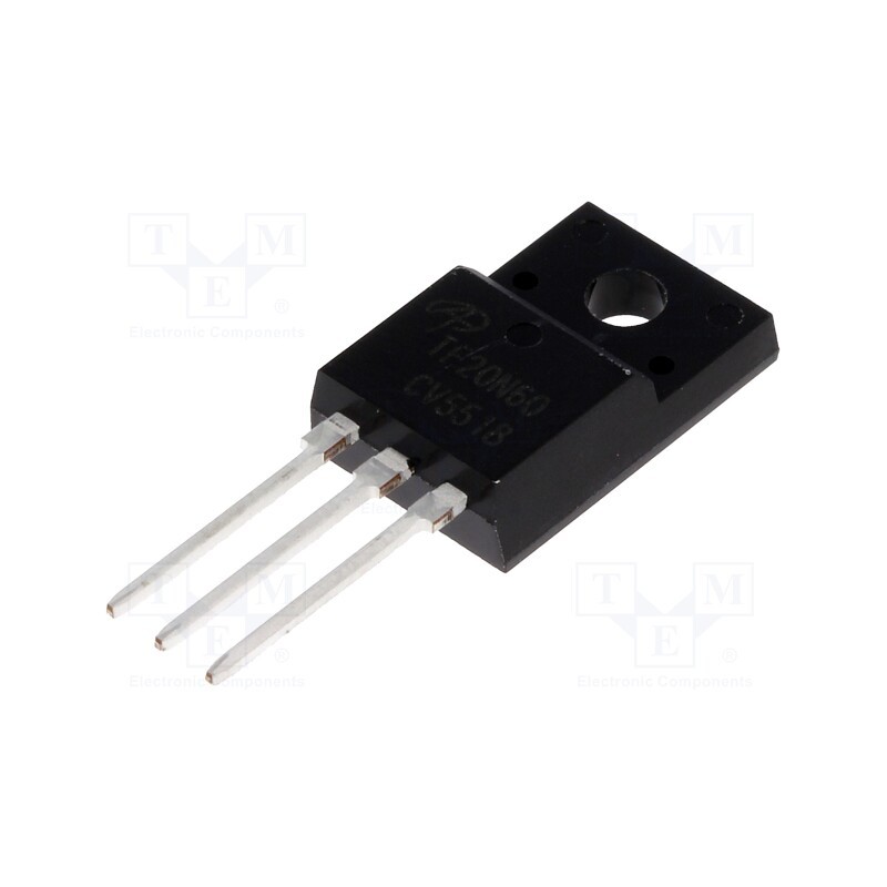 10 pcs : AOTF20N60 - Transistor: N-MOSFET, unipolar, 600V, 12A, TO220F