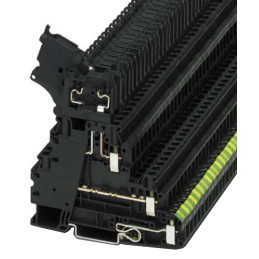 1 pcs - Phoenix Contact UT 4-PE/L/HESI (5X20) Series Black Fused DIN Rail Terminal, Double-Level, Screw Termination, Fused