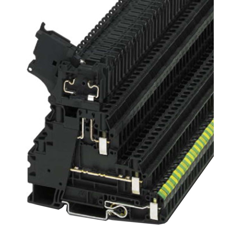 1 pcs - Phoenix Contact UT 4-PE/L/HESI (5X20) Series Black Fused DIN Rail Terminal, Double-Level, Screw Termination, Fused