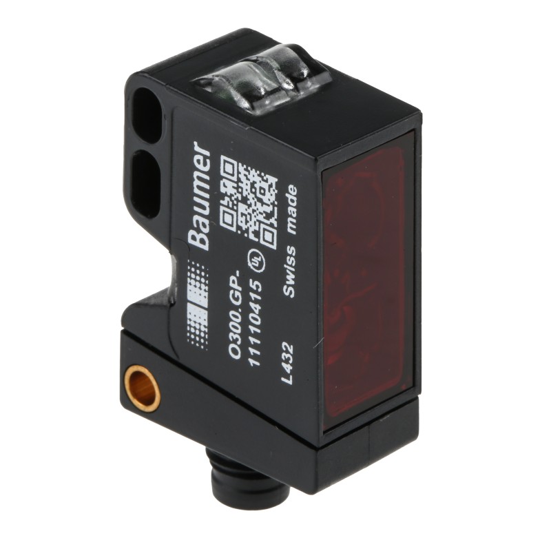 1 pcs - Baumer Diffuse Photoelectric Sensor, Block Sensor, 30 mm - 200 mm Detection Range