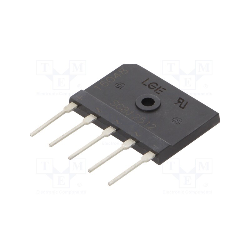 10 pcs : SGBJ2512 - Bridge rectifier: three-phase, Urmax: 1.2kV, If: 25A, Ifsm: 300A