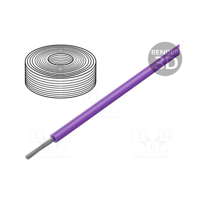 20 m : 23207 - Wire, SiF, 1x0.25mm2, stranded, Cu, silicone, violet, -60÷180°C