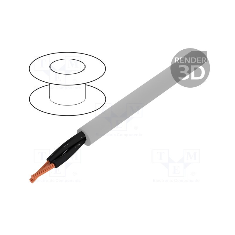 20 m : 23329 - Wire, JZ-500-PUR, 2x0.75mm2, unshielded, 300V,500V, Cu, stranded