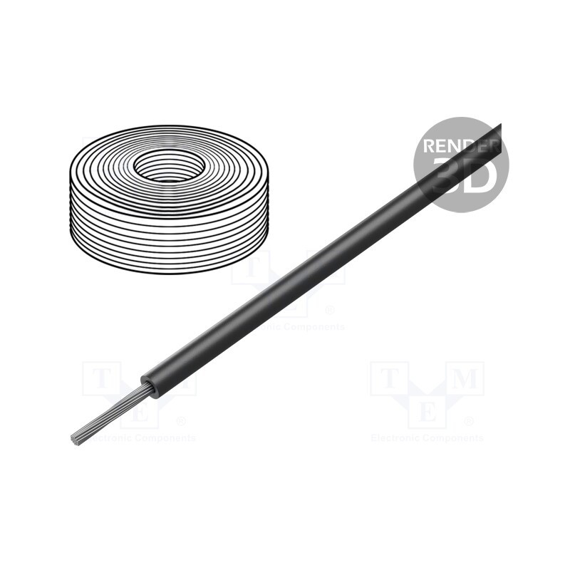 20 m : 23501 - Wire, SiF, 1x1mm2, stranded, Cu, silicone, black, -60÷180°C, 100m