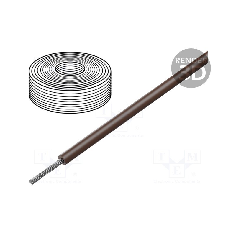 20 m : 23504 - Wire, SiF, 1x1mm2, stranded, Cu, silicone, brown, -60÷180°C, 100m