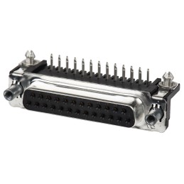 1 pcs - TE Connectivity Amplimite HD-20 25 Way Right Angle Through Hole D-sub Connector Socket, 2.75mm Pitch, with 4-40 UNC