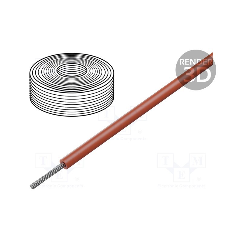 20 m : 23602 - Wire, SiF, 1x1.5mm2, stranded, Cu, silicone, red, -60÷180°C, 100m