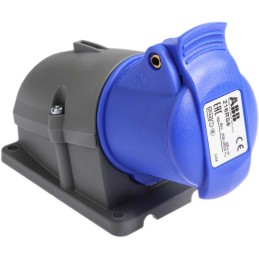1 pcs - ABB, Easy & Safe IP44 Blue Wall Mount 2P + E Right Angle Industrial Power Socket, Rated At 16A, 230 V