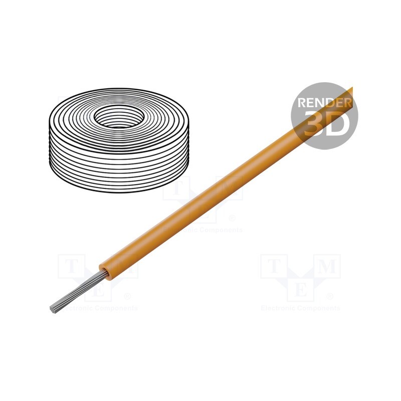 20 m : 23609 - Wire, SiF, 1x1.5mm2, stranded, Cu, silicone, orange, -60÷180°C, 100m