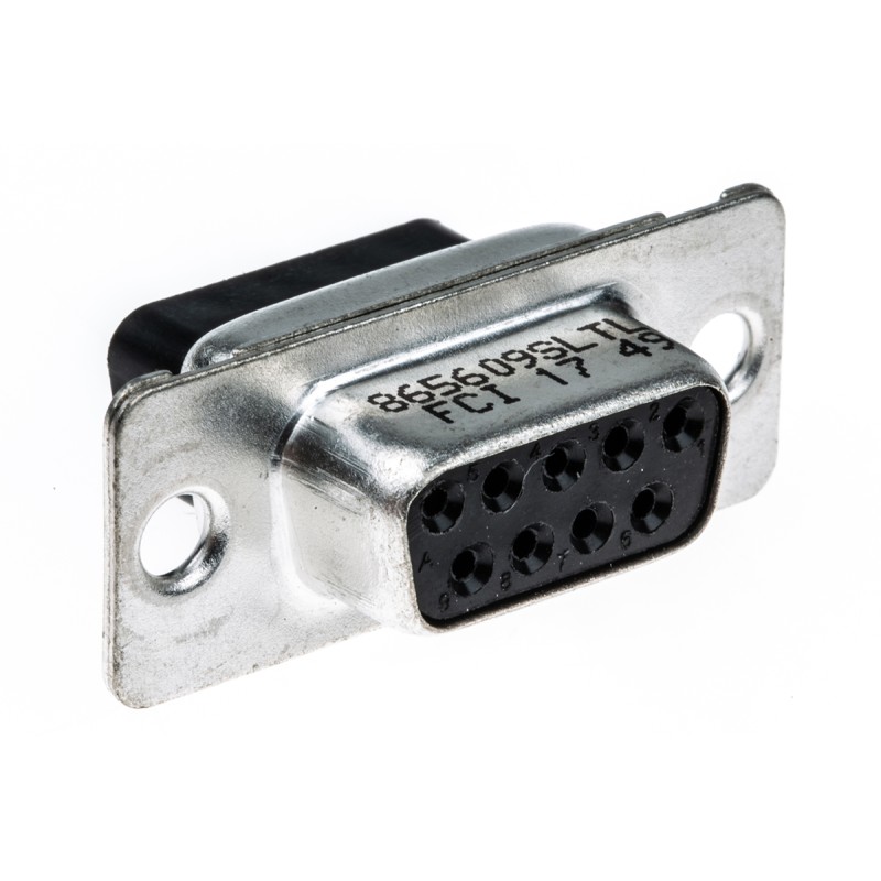 10 pcs - 865609SLTLF Amphenol ICC 8656 9 Way Cable Mount D-sub Connector Socket, 2.74mm Pitch