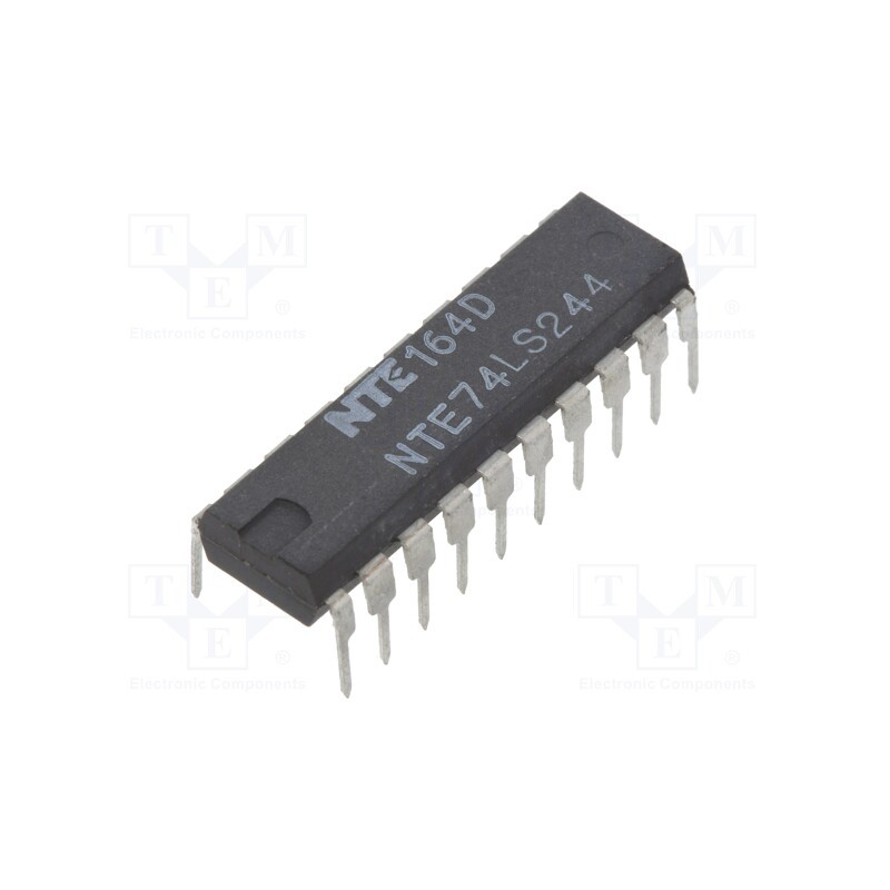 10 pcs : NTE74LS244 - IC: digital, buffer,non-inverting,line driver, Ch: 8, TTL, THT