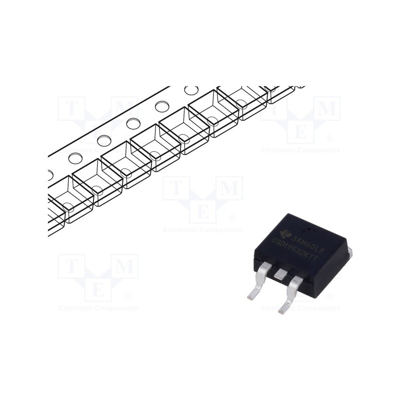 10 pcs : CSD19532KTT - Transistor: N-MOSFET, unipolar, 100V, 200A, Idm: 400A, 250W, D2PAK