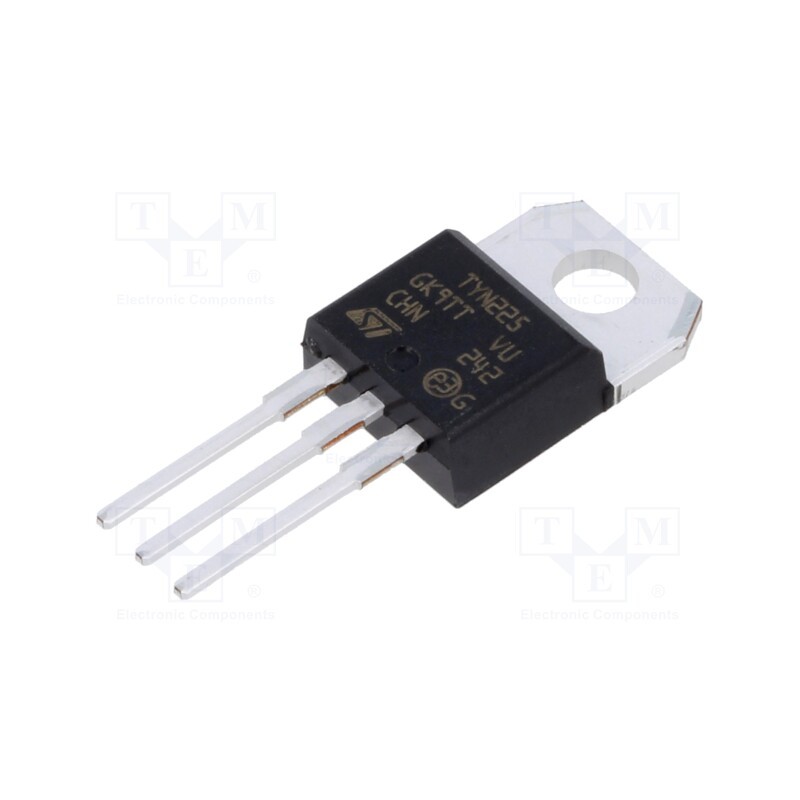10 pcs : TYN225RG - Thyristor, 200V, Ifmax: 25A, 16A, Igt: 40mA, TO220AB, THT,