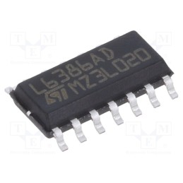 10 pcs : L6386AD - IC: driver, push-pull, SO14, 400mA, 580V, Ch: 2, 400kHz, Usup: 17V