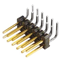 10 pcs - TSW-106-08-L-D-RA Samtec TSW Series Right Angle Through Hole Pin Header, 12 Contact(s), 2.54mm Pitch, 2 Row(s), Unshrou