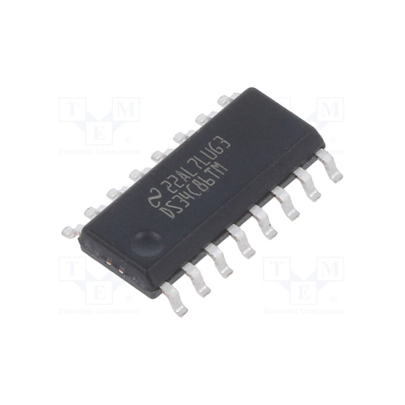 10 pcs : DS34C86TM/NOPB - IC: interface, line driver, half duplex,RS422,RS423, 30Mbps, SO16