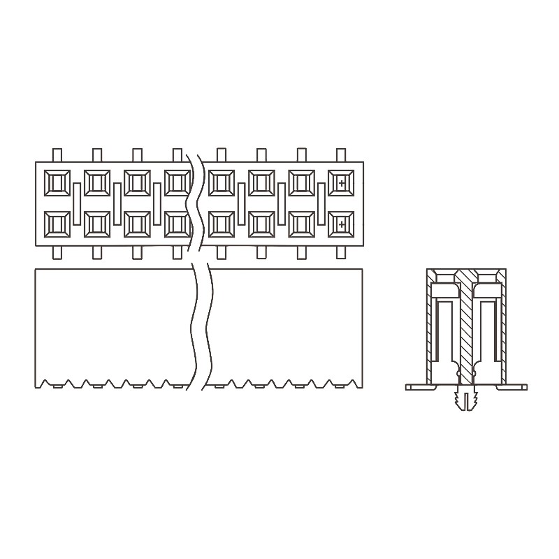 10 pcs - Samtec SSM Series Straight Surface Mount PCB Socket, 4-Contact, 2-Row, 2.54mm Pitch, Solder Termination