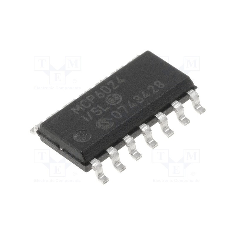 10 pcs : MCP6024-I/SL - IC: operational amplifier, 10MHz, 2.5÷5.5V, Ch: 4, SO14,