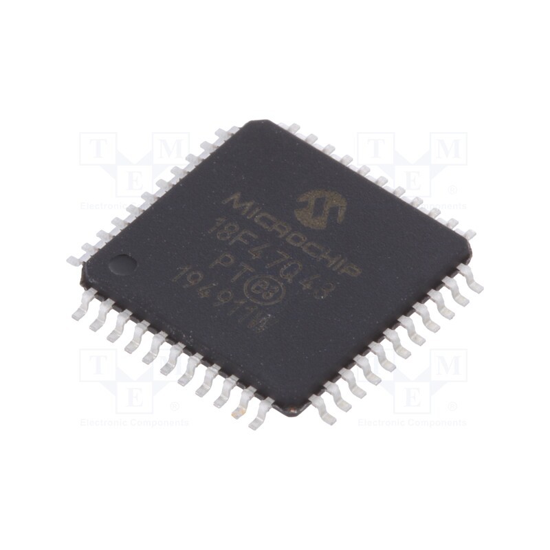 10 pcs : PIC18F47Q43-I/PT - IC: PIC microcontroller, 128kB, 64MHz, I2C,SPI x2,UART x5, SMD