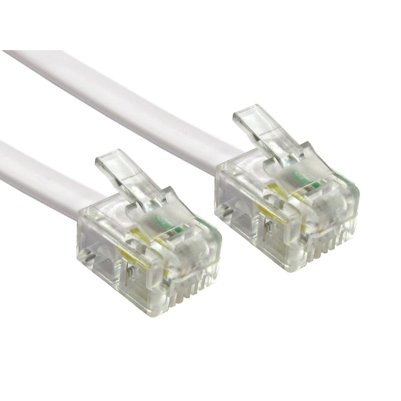 10 pcs - RS PRO Male RJ11 to Male RJ11 Telephone Cable, White Sheath