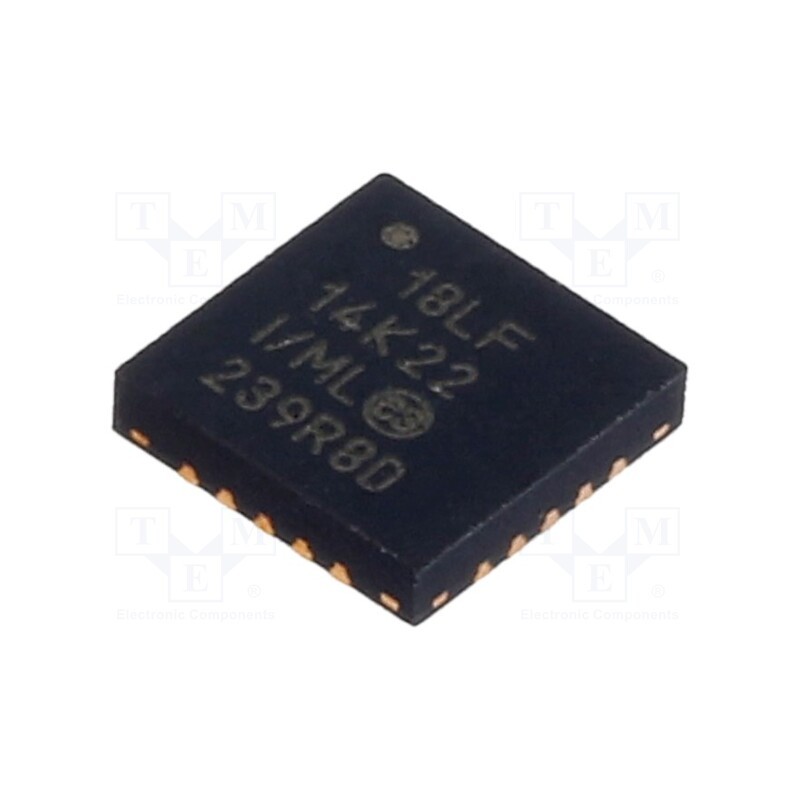 10 pcs : PIC18LF14K22-I/ML - IC: PIC microcontroller, 64MHz, 1.8÷3.6VDC, SMD, QFN20, PIC18,