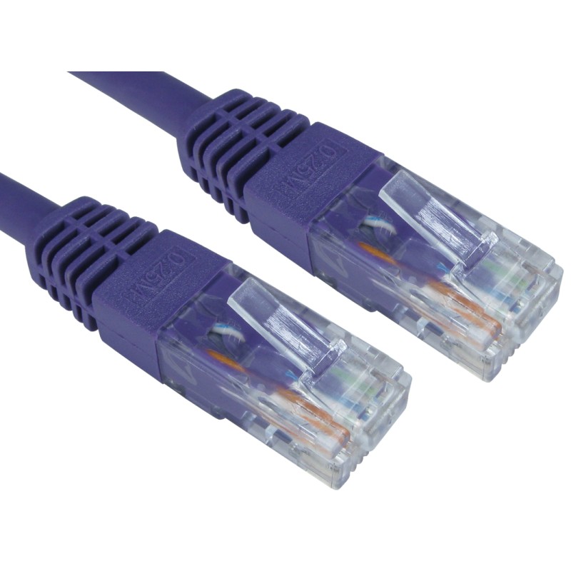 10 pcs - RS PRO Cat6 Straight Male RJ45 to Straight Male RJ45 Ethernet Cable, UTP, Purple PVC Sheath, 250mm
