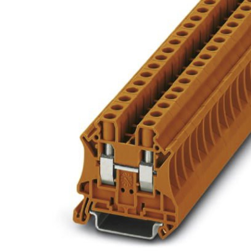 10 pcs - 3045169 Phoenix Contact UT 6 OG Series Orange Feed Through Terminal Block, 6mm², Single-Level, Screw Termination
