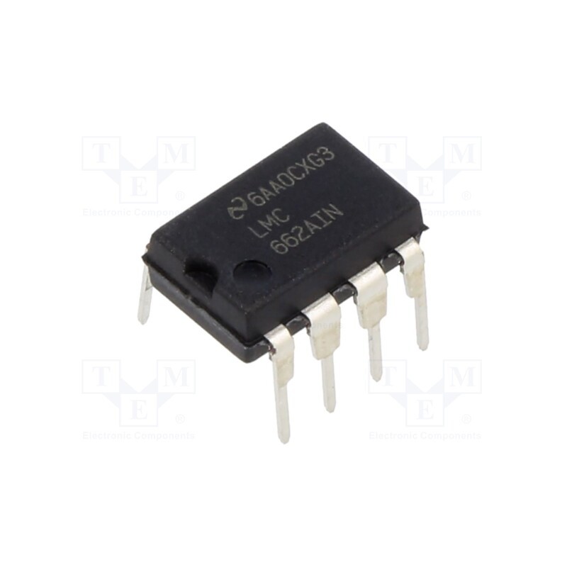 10 pcs : LMC662AIN/NOPB - IC: operational amplifier, 1.4MHz, Ch: 2, DIP8, 4.75÷15.5VDC,