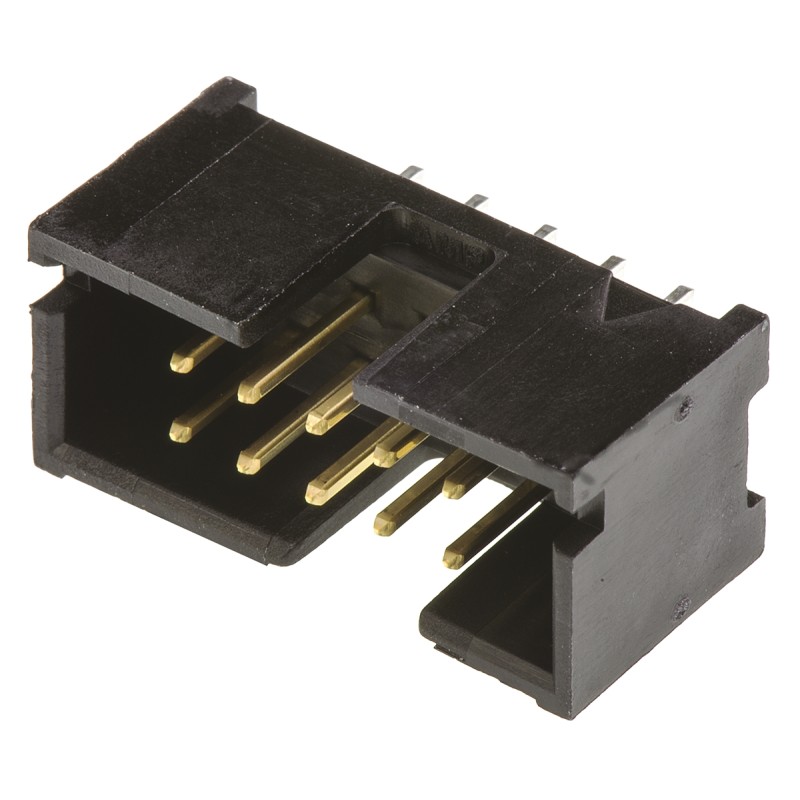 10 pcs - 5103308-1 TE Connectivity AMP-LATCH Series, 2.54mm Pitch, 10 Way 2 Row Shrouded Straight PCB Header, Through Hole