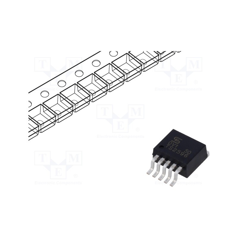 10 pcs : TS2596CM550 RNG - IC: PMIC, DC/DC converter, Uin: 4.5÷40VDC, Uout: 5VDC, 3A, D2PAK-5