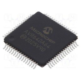 10 pcs : AVR64DA64-I/PT - IC: AVR microcontroller, TQFP64, 1.8÷5.5VDC, Cmp: 3, AVR64, AVR-DA