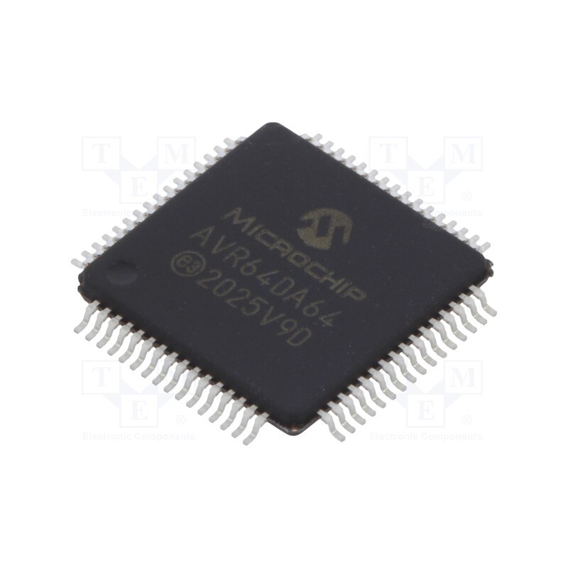 10 pcs : AVR64DA64-I/PT - IC: AVR microcontroller, TQFP64, 1.8÷5.5VDC, Cmp: 3, AVR64, AVR-DA