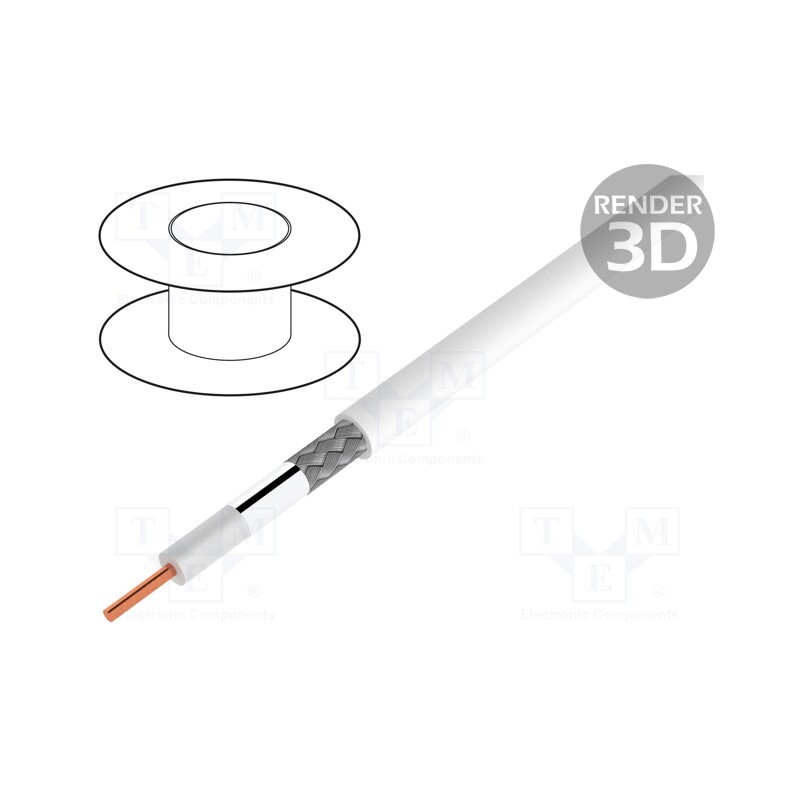20 m : 40150 - Wire: coaxial, SAT-KOAX-1.1/4.8, solid, Cu, PVC, white, 100m