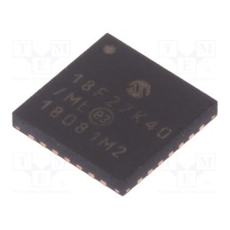 10 pcs : PIC18F27K40-I/ML - IC: PIC microcontroller, 128kB, 64MHz, I2C x2,LIN,SPI x2,UART x2