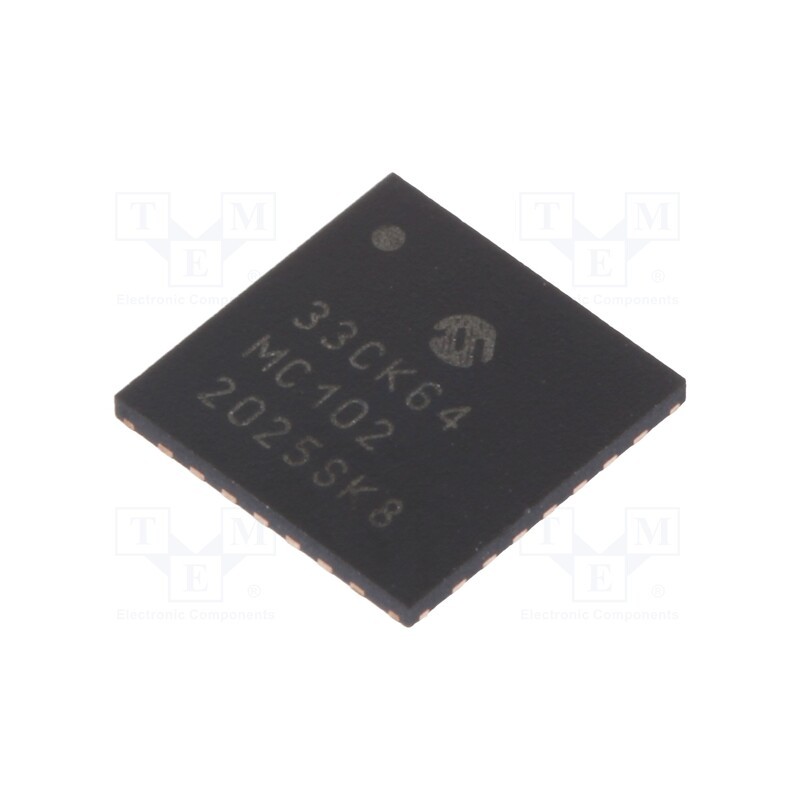 10 pcs : DSPIC33CK64MC102-I/2N - IC: dsPIC microcontroller, 64kB, 8kBSRAM, UQFN28, DSPIC, 0.65mm