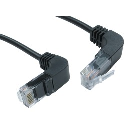 10 pcs - RS PRO Cat5e Right Angle Male RJ45 to Right Angle Male RJ45 Ethernet Cable, UTP, Black PVC Sheath, 1m