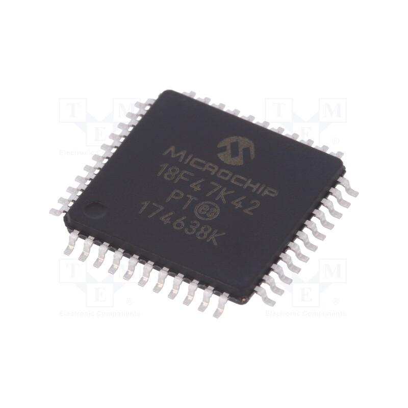 10 pcs : PIC18F47K42-I/PT - IC: PIC microcontroller, 128kB, 64MHz, I2C x2,LIN,SPI,UART x2