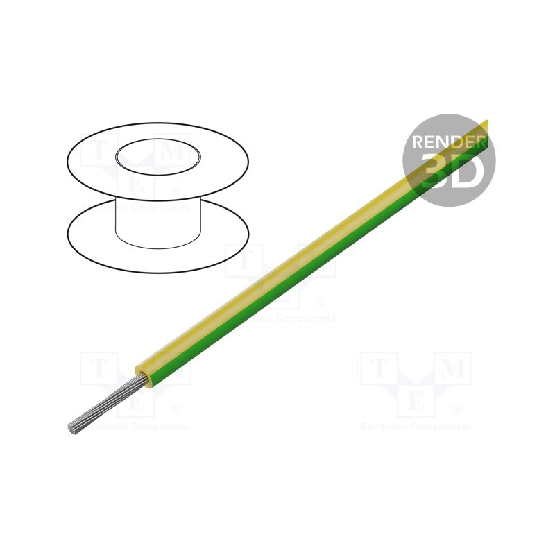 20 m : 51322 - Wire, HELUTHERM® 145, 1x1.5mm2, stranded, Cu, PO, yellow-green