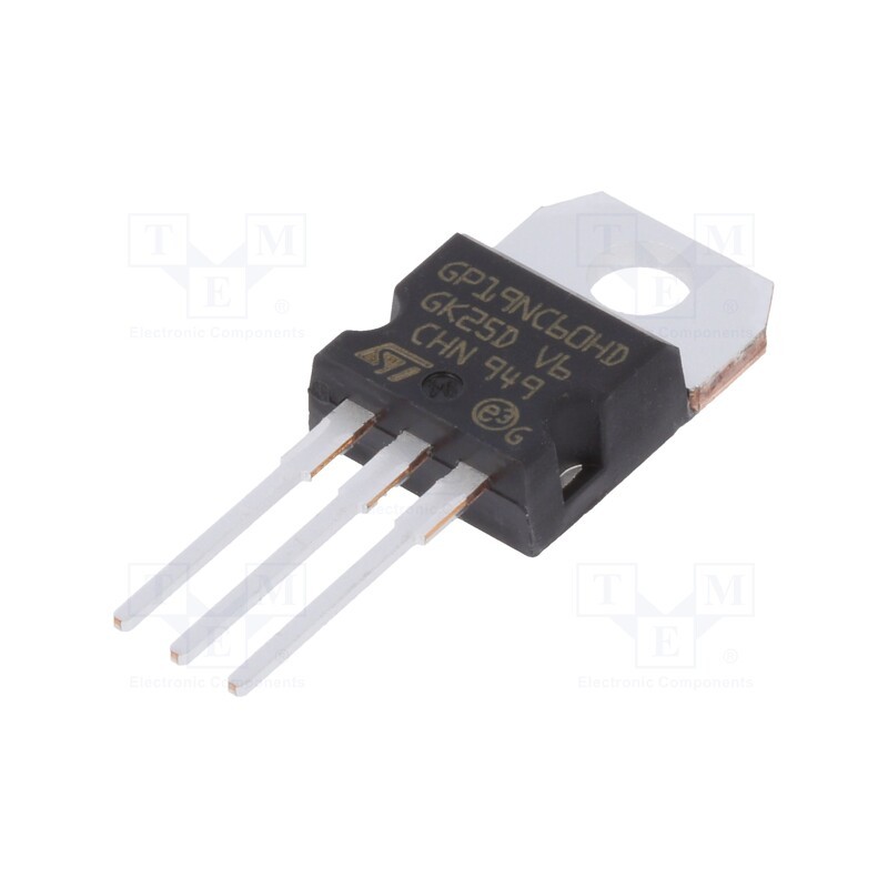 10 pcs : STGP19NC60HD - Transistor: IGBT, 600V, 40A, 130W, TO220AB