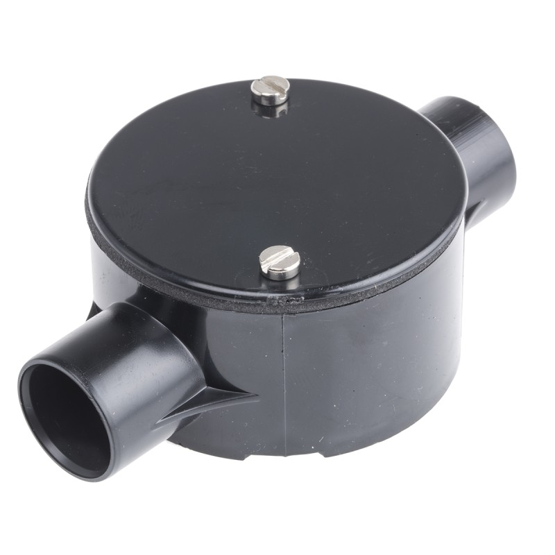 10 pcs - RS PRO Through Box, Conduit Fitting, (Dia) 20mm Nominal Size, PVC, Black