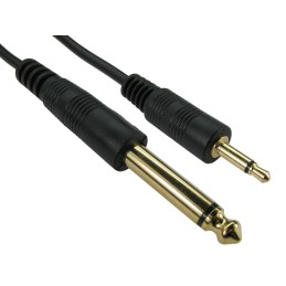 10 pcs - RS PRO Male 6.35mm Mono Jack to Male 3.5mm Mono Jack Aux Cable, Black, 5m