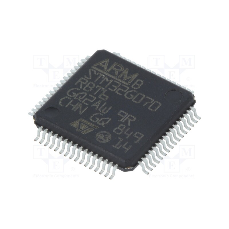10 pcs : STM32G070RBT6 - IC: ARM microcontroller, 64MHz, LQFP64, 2÷3.6VDC, A/D 12bit: 16