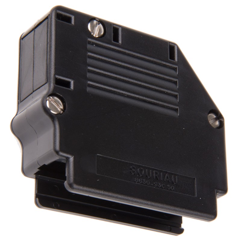 1 pcs - Amphenol ICC 863093C Series Thermoplastic Angled, Straight D Sub Backshell, 50 Way, Strain Relief