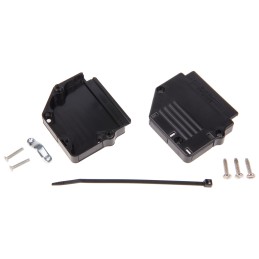 1 pcs - Amphenol ICC 863093C Series Thermoplastic Angled, Straight D Sub Backshell, 50 Way, Strain Relief